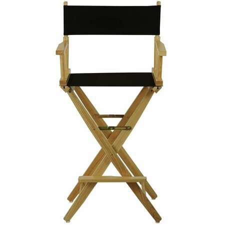 DOBA-BNT 206-30-032-15 30 in. Extra-Wide Premium Directors Chair, Natural Frame with Black Color Cover SA611115